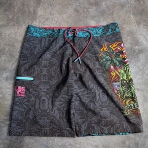 Sullen Art Collective Skull Tropical Board Shorts Swim Trunks Surf Skater